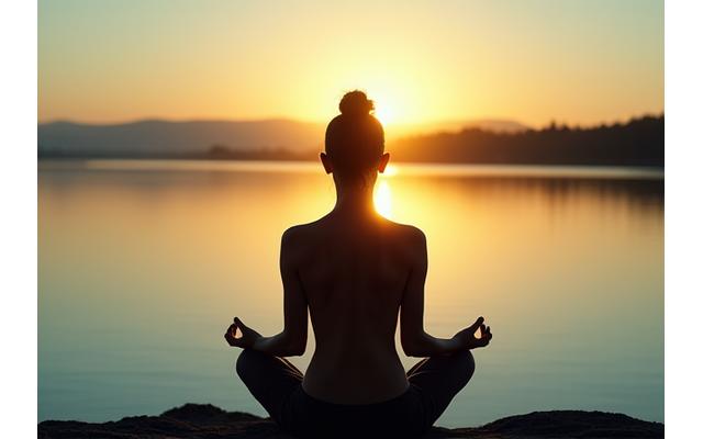 Osoba meditira na mirnom mestu, simbol mentalnog mira